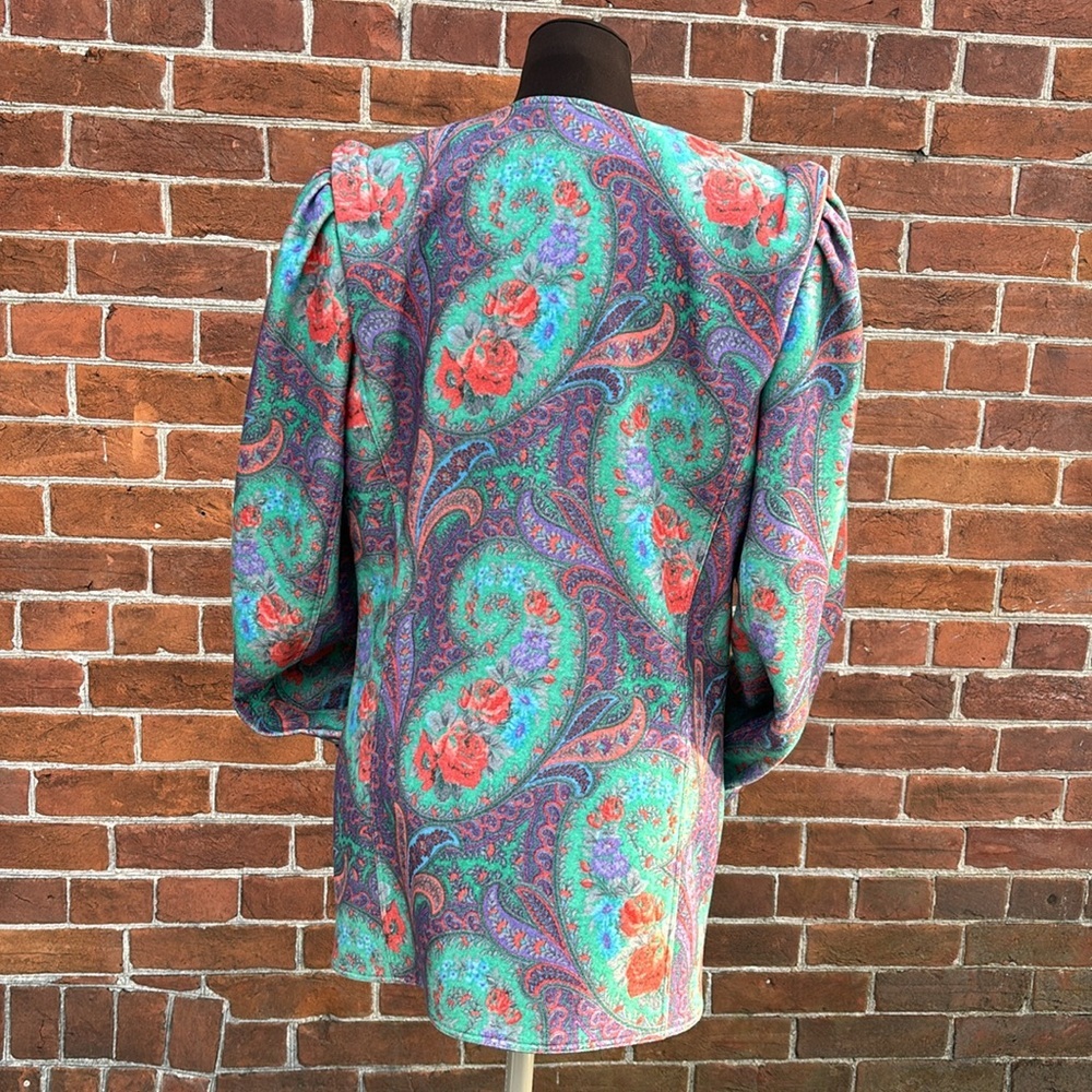 Vintage Ungaro Parallele Paisley Floral Dinner Jacket + Frilly Top 3-Piece Set - Picture 3 of 13